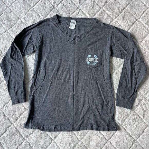 Victoria's Secret PINK | Long Sleeve V-Neck Pocket Tee | Size Extra Small - Picture 3 of 12